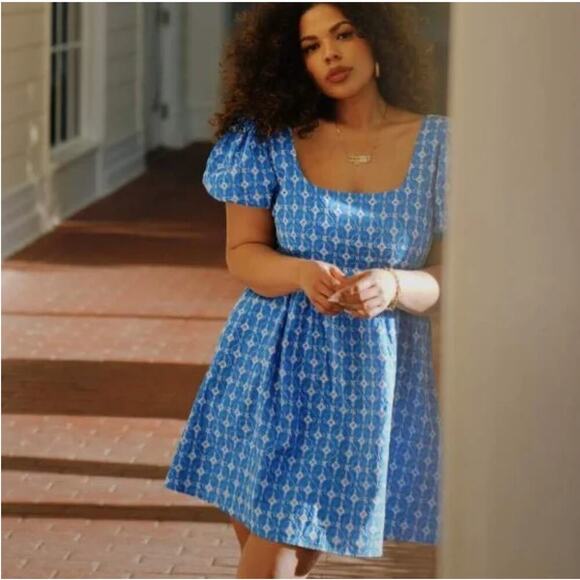 Rhode Dresses Rhode X Target Blue Eyelet Mini Dress Puff Sleeve Embroidered - Picture 1 of 10